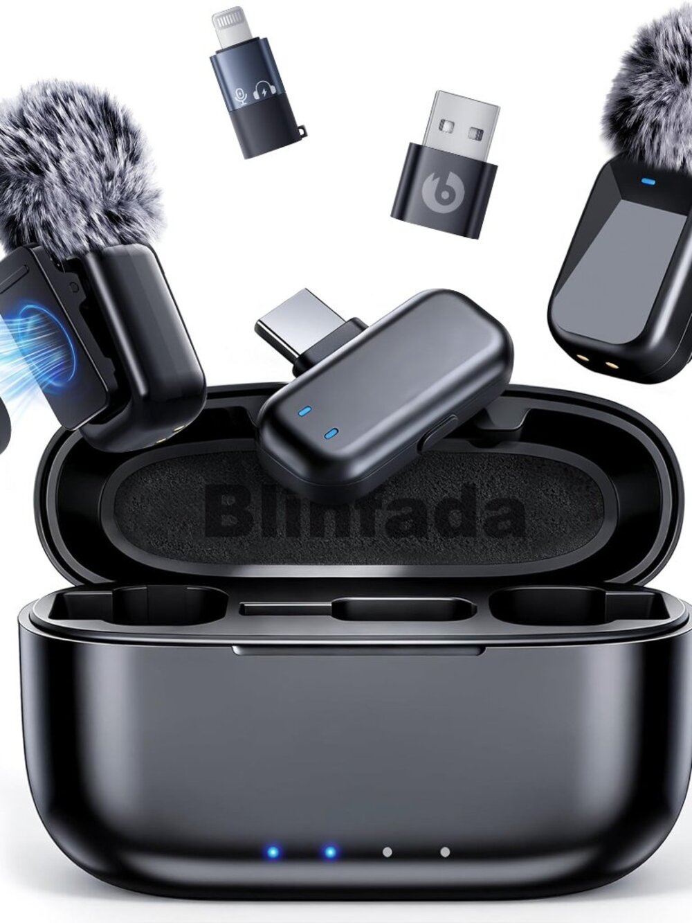 Mini Wireless Lavalier Microphone Dual Channel AI Noise Cancelling 328ft Range